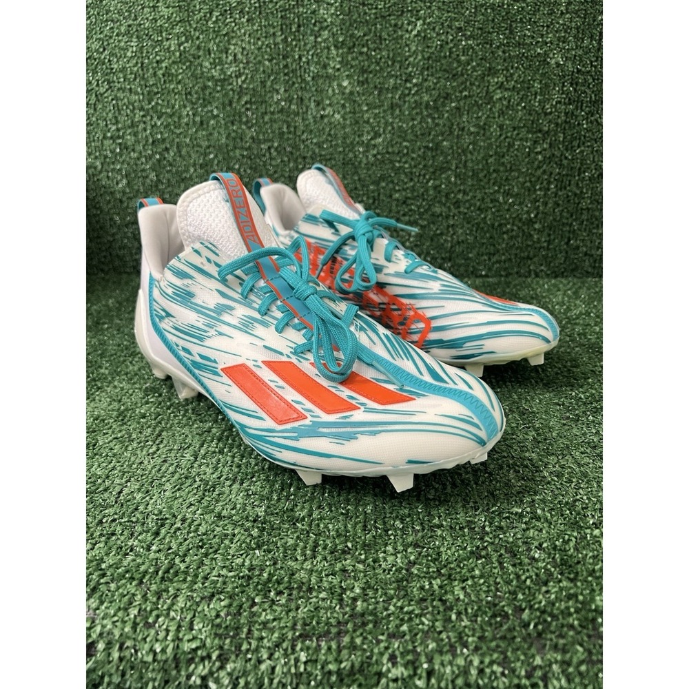 Adidas‎ Adizero Football Cleats Miami Teal Orange White Men's Size 12 HR1589